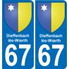 67 Dieffenbach-lès-Wœrth placa etiqueta de registro de la ciudad