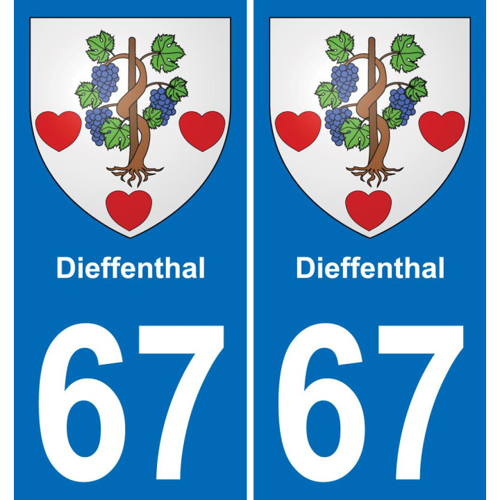 67 Dieffenthal autocollant sticker plaque immatriculation auto ville