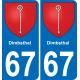 67 Dimbsthal autocollant sticker plaque immatriculation auto ville