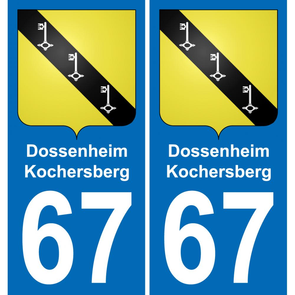 67 Dossenheim-Kochersberg placa etiqueta de registro de la ciudad