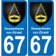 67 Dossenheim-sur-Zinsel sticker plate registration city