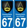 67 Dossenheim-sur-Zinsel autocollant sticker plaque immatriculation auto ville