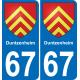 67 Duntzenheim autocollant sticker plaque immatriculation auto ville