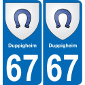 67 Duppigheim placa etiqueta de registro de la ciudad
