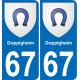 67 Duppigheim autocollant sticker plaque immatriculation auto ville