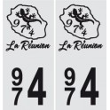 974 blason La Réunion autocollant plaque fond gris