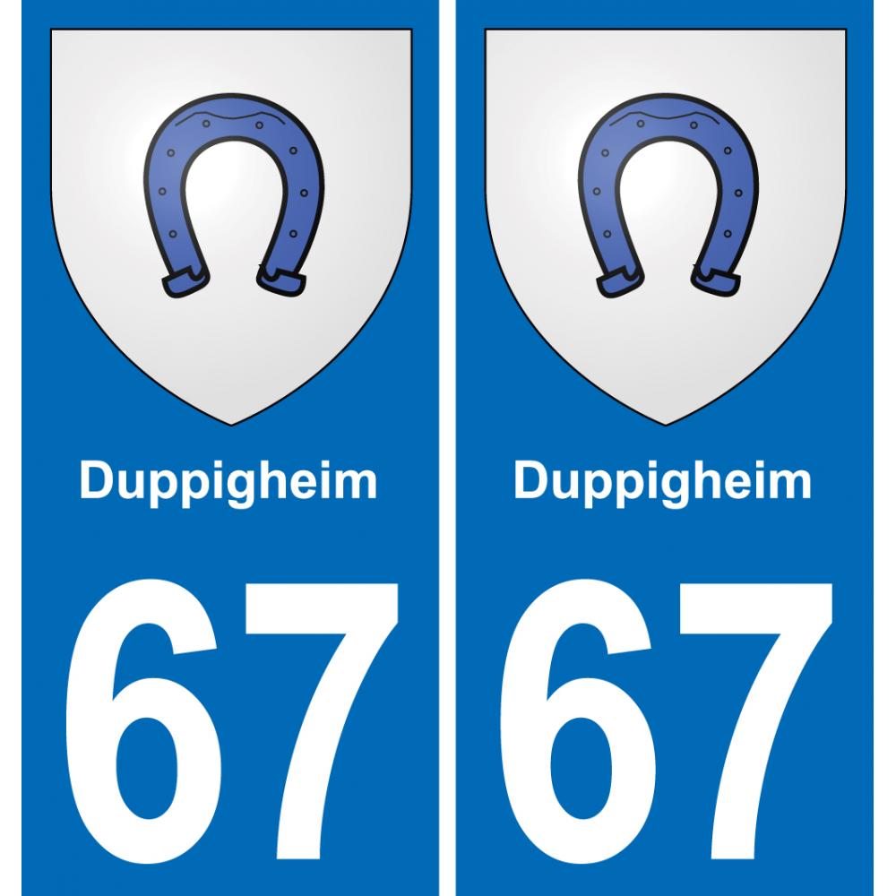 67 Duppigheim autocollant sticker plaque immatriculation auto ville