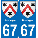67 Durningen autocollant sticker plaque immatriculation auto ville