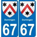 67 Durningen placa etiqueta de registro de la ciudad