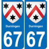 67 Durningen placa etiqueta de registro de la ciudad