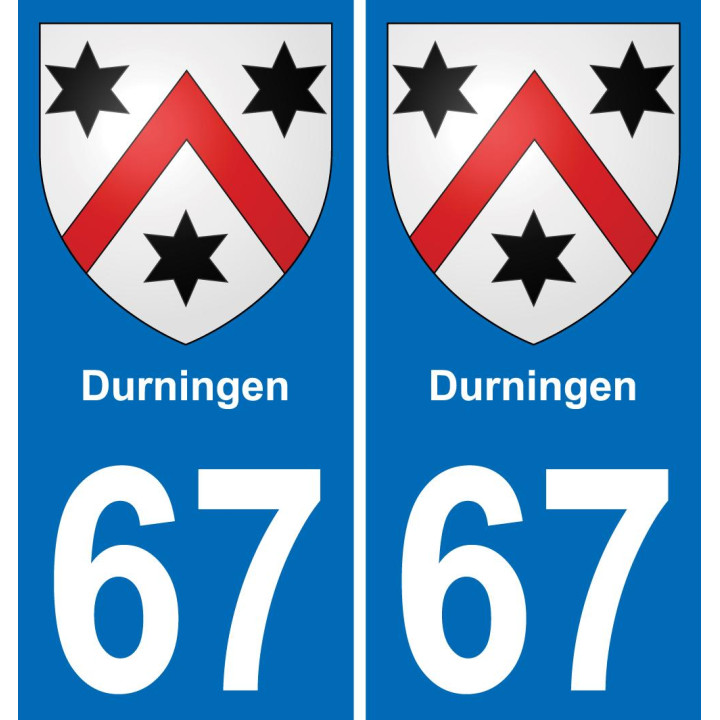 67 Durningen placa etiqueta de registro de la ciudad