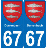 67 Durrenbach placa etiqueta de registro de la ciudad