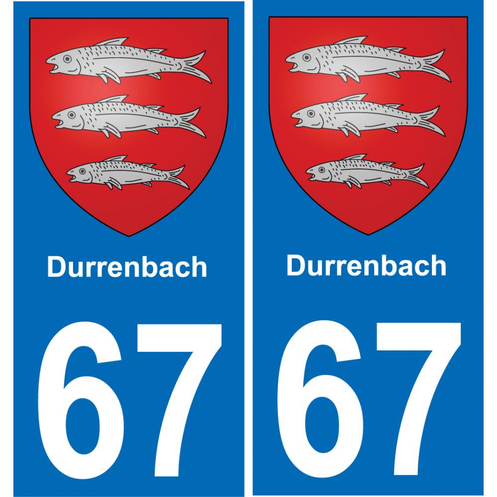 67 Durrenbach autocollant sticker plaque immatriculation auto ville
