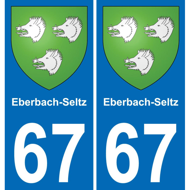 67 Eberbach-Seltz autocollant sticker plaque immatriculation auto ville
