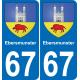 67 Ebersmunster sticker plate registration city