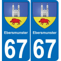 67 Ebersmunster autocollant sticker plaque immatriculation auto ville
