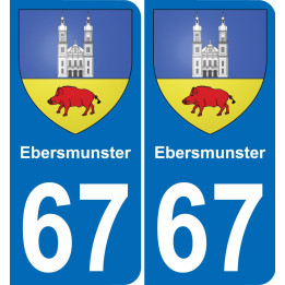 67 Ebersmunster placa etiqueta de registro de la ciudad