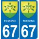 67 Eichhoffen autocollant sticker plaque immatriculation auto ville