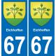 67 Eichhoffen placa etiqueta de registro de la ciudad