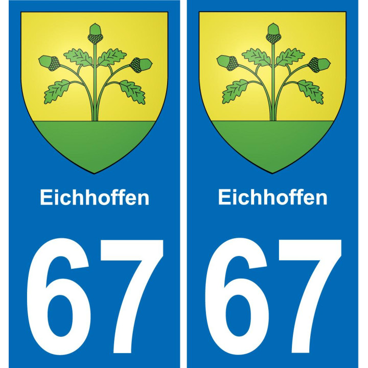 67 Eichhoffen autocollant sticker plaque immatriculation auto ville