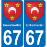 67 Erckartswiller placa etiqueta de registro de la ciudad