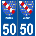 50 Mortain blason autocollant plaque stickers ville