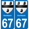 67 Eschbach placa etiqueta de registro de la ciudad