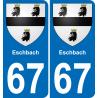 67 Eschbach autocollant sticker plaque immatriculation auto ville