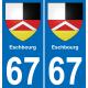 67 Eschbourg autocollant sticker plaque immatriculation auto ville