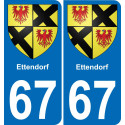 67 Ettendorf placa etiqueta de registro de la ciudad