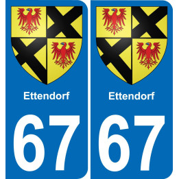 67 Ettendorf autocollant sticker plaque immatriculation auto ville