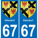 67 Ettendorf placa etiqueta de registro de la ciudad