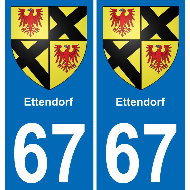 67 Ettendorf placa etiqueta de registro de la ciudad