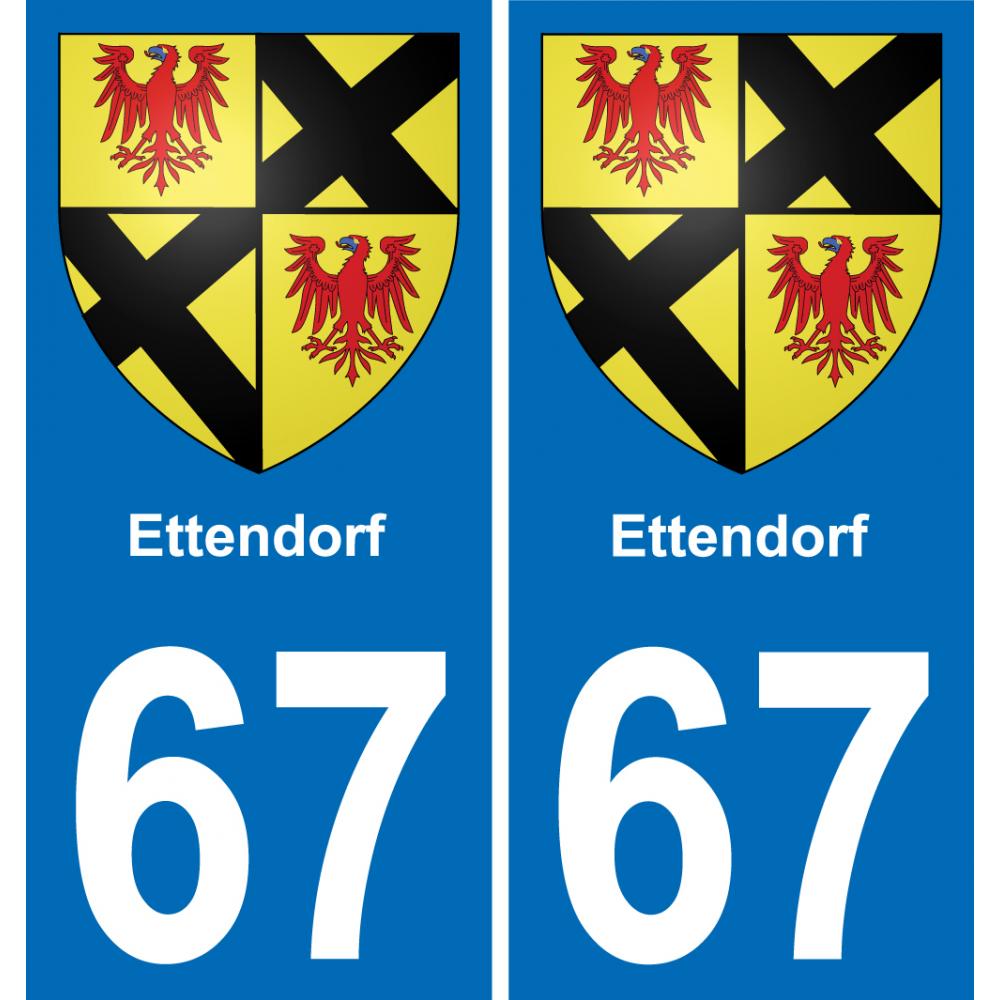 67 Ettendorf autocollant sticker plaque immatriculation auto ville