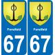 67 Forstfeld autocollant sticker plaque immatriculation auto ville