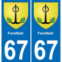67 Forstfeld placa etiqueta de registro de la ciudad