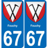 67 Fouchy autocollant sticker plaque immatriculation auto ville