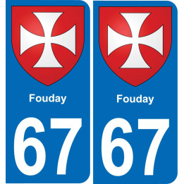 67 Fouday placa etiqueta de registro de la ciudad