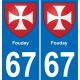 67 Fouday sticker plate registration city