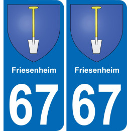 67 Friesenheim autocollant sticker plaque immatriculation auto ville