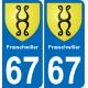 67 Frœschwiller sticker plate registration city