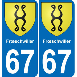 67 Frœschwiller placa etiqueta de registro de la ciudad