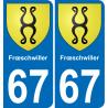 67 Frœschwiller placa etiqueta de registro de la ciudad