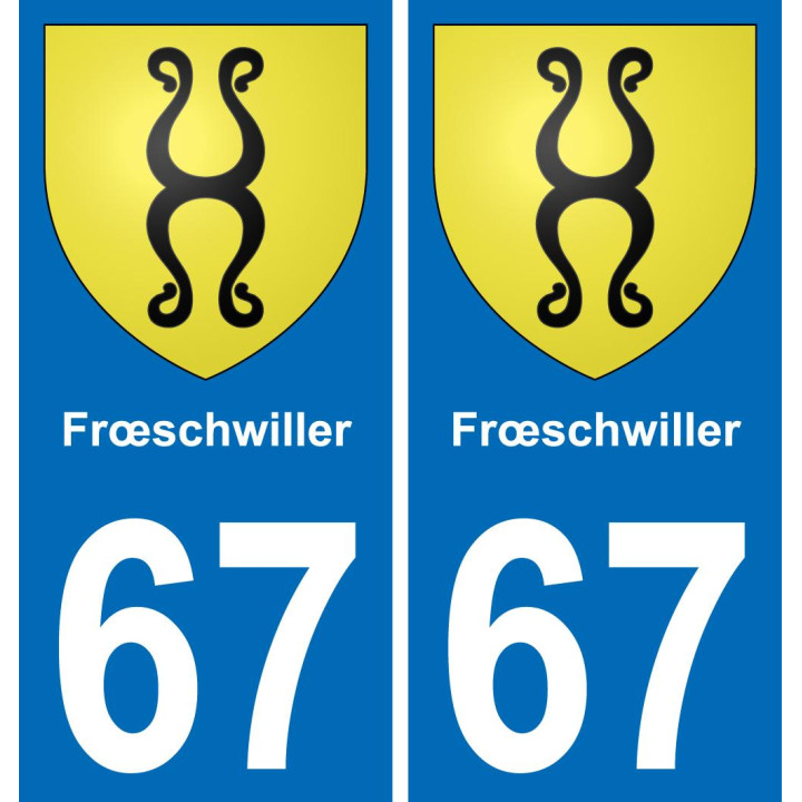 67 Frœschwiller placa etiqueta de registro de la ciudad