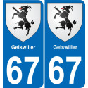 67 Geiswiller placa etiqueta de registro de la ciudad