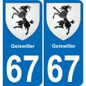 67 Geiswiller sticker plate registration city
