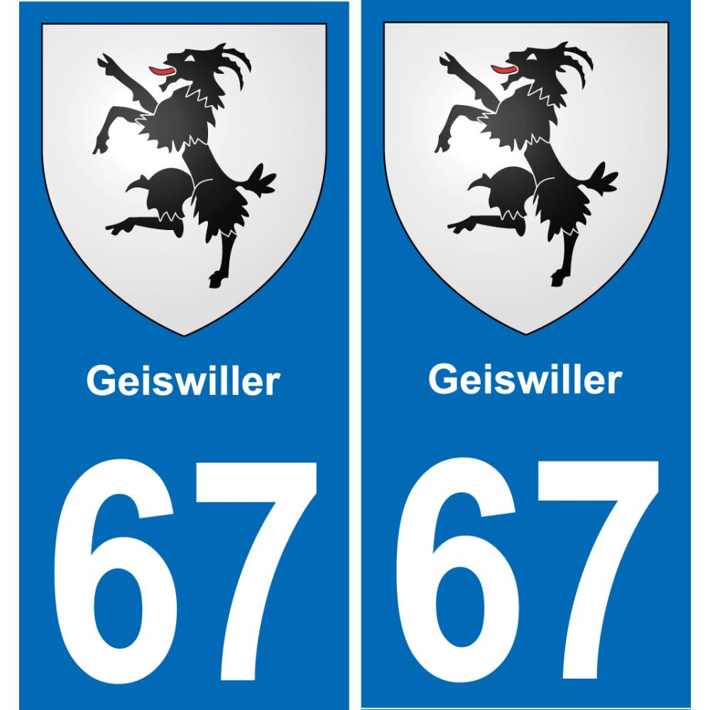 67 Geiswiller sticker plate registration city