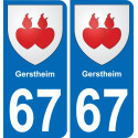 67 Gerstheim autocollant sticker plaque immatriculation auto ville