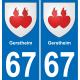 67 Gerstheim sticker plate registration city
