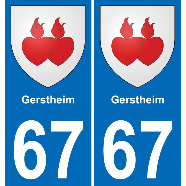 67 Gerstheim autocollant sticker plaque immatriculation auto ville